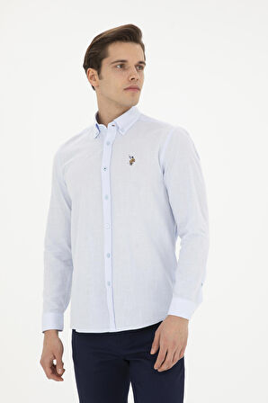 1829583 ENZOGL024Y US Polo Assn Erkek Gömlek Açık Mavi