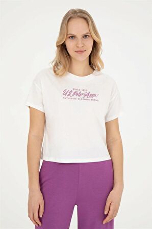 1832186 GROP US Polo Assn Kadın T-shirt Ecru