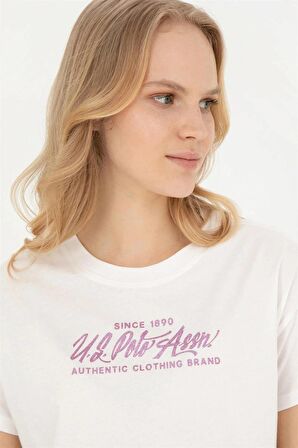 1832186 GROP US Polo Assn Kadın T-shirt Ecru