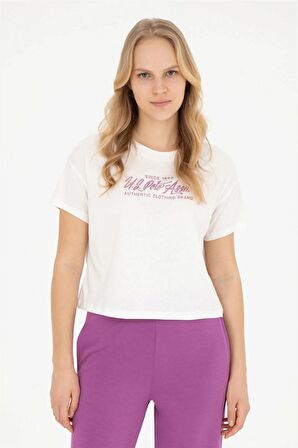 1832186 GROP US Polo Assn Kadın T-shirt Ecru