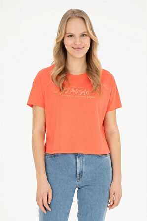 1832186 GROP US Polo Assn Kadın T-shirt Nar Çiçeği