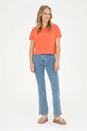 1832186 GROP US Polo Assn Kadın T-shirt Nar Çiçeği