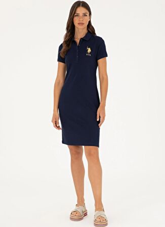 U.S. Polo Assn. Polo Yaka Lacivert Kısa Kadın Elbise MTS02224-075