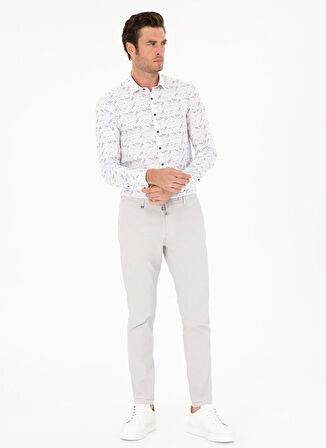 Cacharel Normal Bel Normal Paça Slim Fit Açık Gri Erkek Pantolon RABI