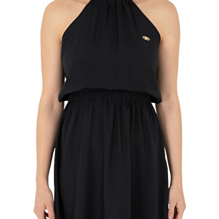 Kadın Koyu Midi Boy Dokuma Elbise