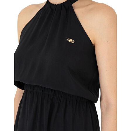 Kadın Koyu Midi Boy Dokuma Elbise