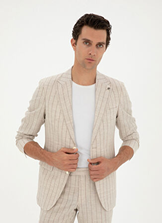 Cacharel Normal Bel Slim Fit Bej Erkek Takım Elbise DRAY