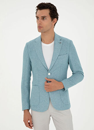 Cacharel Slim Fit Mavi Erkek Mikro Ceket JONIES