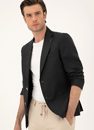 Cacharel Slim Fit Siyah Erkek Mikro Ceket OLIA/C