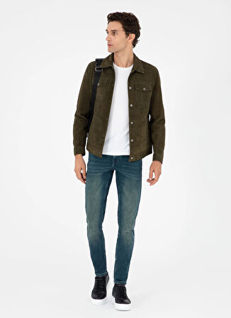 Cacharel Normal Bel Slim Paça Slim Fit Petrol Erkek Denim Pantolon EDNA