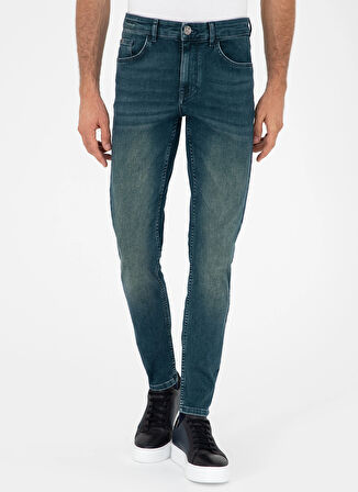 Cacharel Normal Bel Slim Paça Slim Fit Petrol Erkek Denim Pantolon EDNA