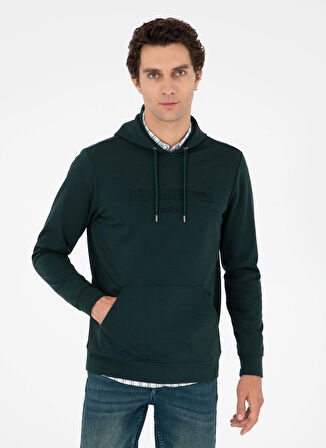 Cacharel Kapüşon Yaka Düz Zümrüt Yeşili Erkek Sweatshırt JAEN
