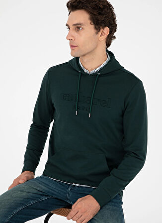 Cacharel Kapüşon Yaka Düz Zümrüt Yeşili Erkek Sweatshırt JAEN