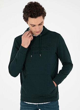 Cacharel Kapüşon Yaka Düz Zümrüt Yeşili Erkek Sweatshırt JAEN