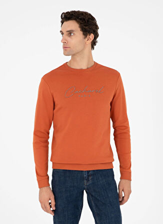 Cacharel Bisiklet Yaka Desenli Kahve Erkek Sweatshırt SHELDON