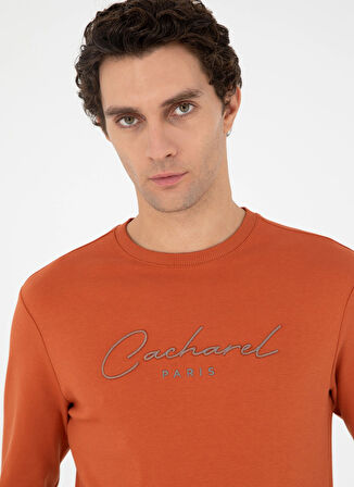 Cacharel Bisiklet Yaka Desenli Kahve Erkek Sweatshırt SHELDON