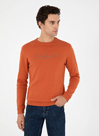 Cacharel Bisiklet Yaka Desenli Kahve Erkek Sweatshırt SHELDON