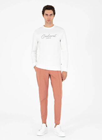 Cacharel Bisiklet Yaka Desenli Ekru Erkek Sweatshırt SHELDON