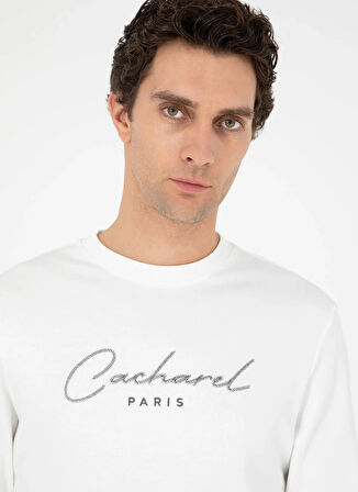 Cacharel Bisiklet Yaka Desenli Ekru Erkek Sweatshırt SHELDON