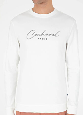 Cacharel Bisiklet Yaka Desenli Ekru Erkek Sweatshırt SHELDON