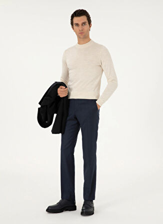 Cacharel Bisiklet Yaka Slim Fit Düz Bej Erkek Kazak ELIC