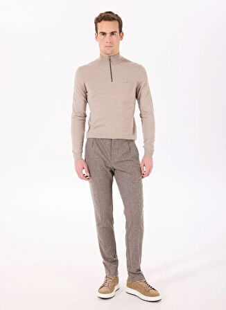 Cacharel Bisiklet Yaka Regular Fit Düz Vizon Erkek Kazak ELFER