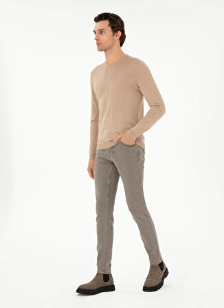 Cacharel Bisiklet Yaka Slim Fit Düz Bej Erkek Kazak CASSA