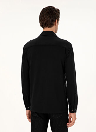 Cacharel Regular Fit Klasik Yaka Düz Siyah Erkek Gömlek REX