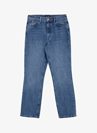 U.S. Polo Assn. Normal Bel Normal Paça Straight Açık İndigo Kadın Denim Pantolon KERICHO