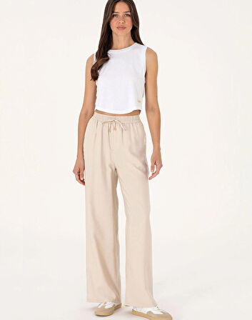 U.S. Polo Assn. Ekru Kadın Loose Fit Pantolon DMK.2107035ECOLE.
