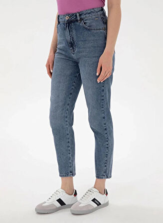 U.S. Polo Assn. INDIGO Kadın Mom Fit Denim Pantolon DMK.FELIPA
