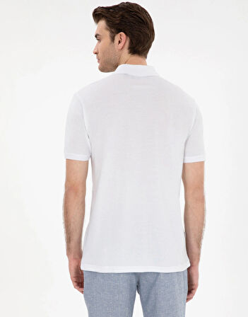 Pierre Cardin Beyaz Kıvrılmaz Yaka  Erkek Slim Fit Polo T-Shirt DMK.SUNNY.