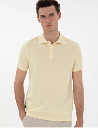 Pierre Cardin Sarı Erkek Slim Fit Kıvrılmaz Yaka Polo T-Shirt DMK.2131539.SUNNY.