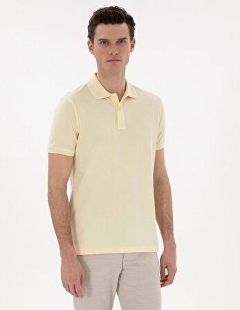 Pierre Cardin Sarı Erkek Slim Fit Kıvrılmaz Yaka Polo T-Shirt DMK.2131539.SUNNY.