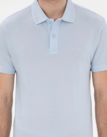 Pierre Cardin Açık Mavi Kıvrılma Yaka  Erkek Slim Fit Polo T-Shirt DMK.SUNNY.