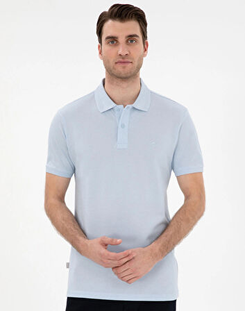 Pierre Cardin Açık Mavi Kıvrılma Yaka  Erkek Slim Fit Polo T-Shirt DMK.SUNNY.
