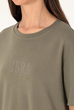 U.S. Polo Assn.Kadın Koyu Haki Bisiklet Yaka Mini Boy Örme Elbise DMK.2185006.PEAN.