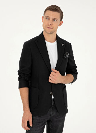 Cacharel Slim Fit Siyah Erkek Mikro Ceket SKY