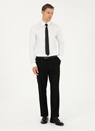 Cacharel Slim Fit Klasik Yaka Düz Beyaz Erkek Gömlek PIXEL