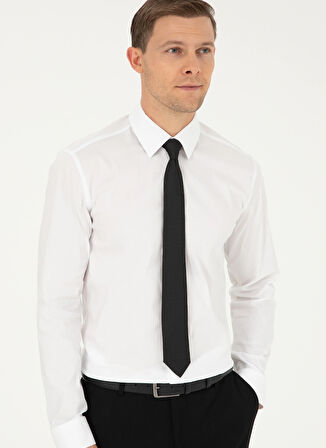 Cacharel Slim Fit Klasik Yaka Düz Beyaz Erkek Gömlek PIXEL