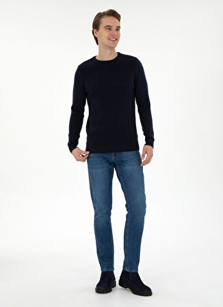 U.S. Polo Assn. Klasik Yaka Slim Fit Lacivert Erkek Kazak G081SZ0TK.000.1955320