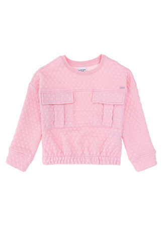 U.S. Polo Assn. Kabartma Kız Çocuk Pembe Sweatshırt TISHI