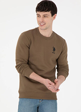 U.S. Polo Assn. Klasik Yaka Haki Erkek Sweatshırt G081SZ082.000.1963478