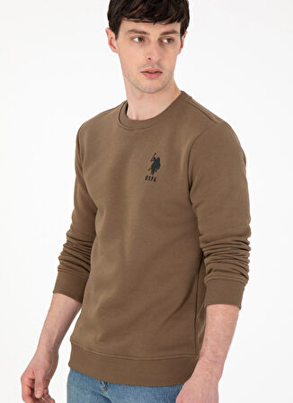 U.S. Polo Assn. Klasik Yaka Haki Erkek Sweatshırt G081SZ082.000.1963478