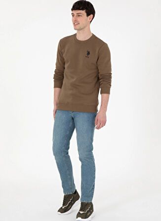 U.S. Polo Assn. Klasik Yaka Haki Erkek Sweatshırt G081SZ082.000.1963478
