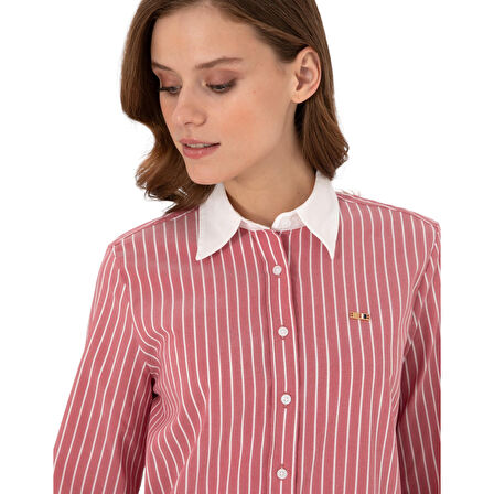 Kadın Çizgili Uzun Kollu Tunik Gömlek