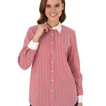 Kadın Çizgili Uzun Kollu Tunik Gömlek