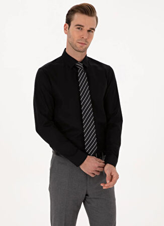 Cacharel Slim Fit Gömlek Yaka Siyah Erkek Gömlek TORENTO