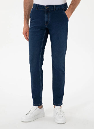 Cacharel Normal Bel Normal Paça Slim Fit Lacivert Erkek Denim Pantolon BOUDE