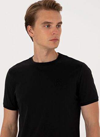 U.S. Polo Assn. Bisiklet Yaka Siyah Erkek T-Shirt EXC-MELENAS